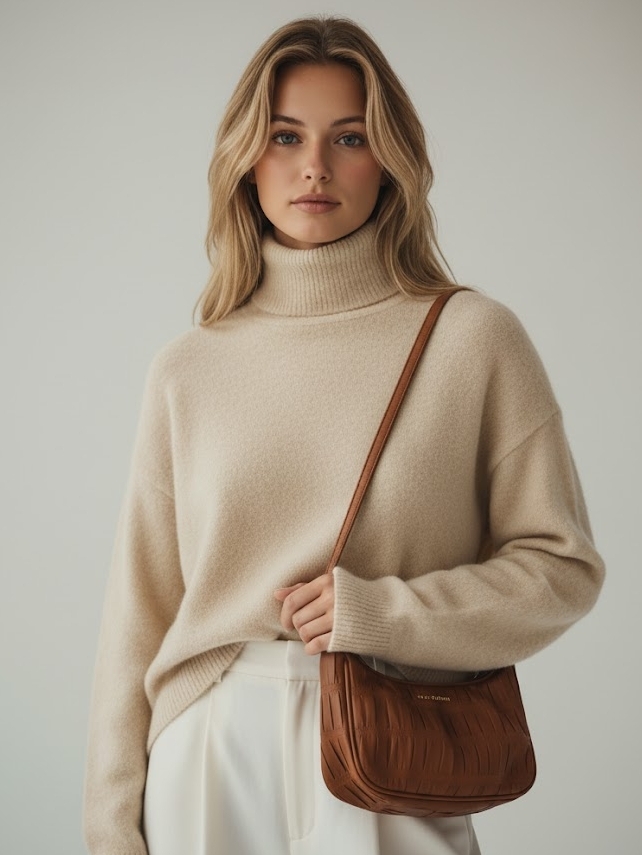 Oversized Turtleneck Pullover in Wool Blend