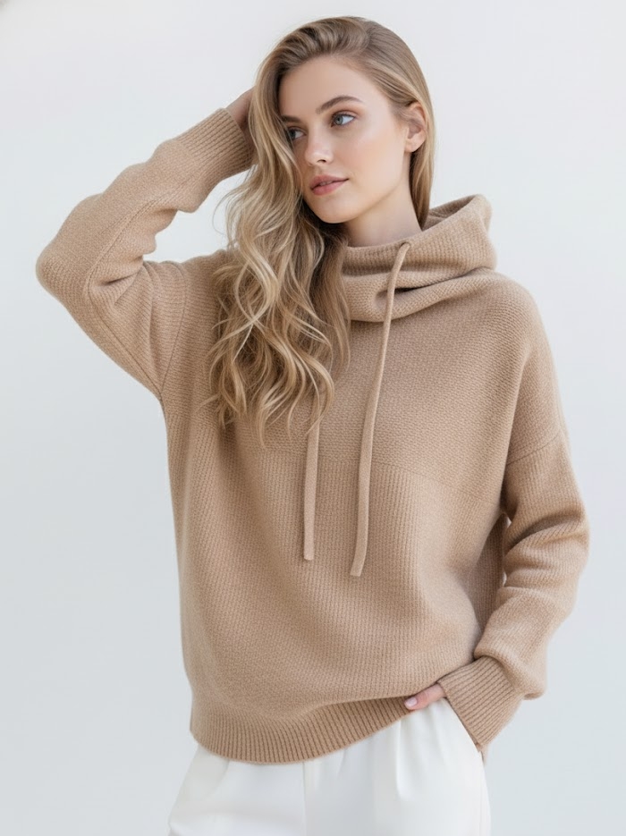 Striped Turtleneck Pullover with Balloon Sleeves and Color Blocking