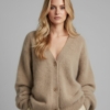 Fluffy V-Neck Cardigan in Mink Look