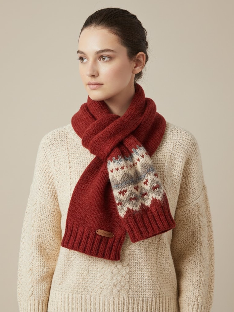 Fair Isle Christmas Wool Blend Scarf